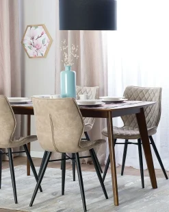 New Beliani Tuoli Kangas Beige 2 Kpl Lisle