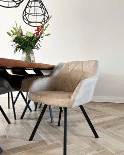 Tuolit<Beliani Tuoli Kangas Beige 2 Kpl Monee