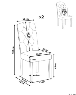 Tuolit<Beliani Tuoli Kangas Harmaa 2 Kpl Shirley