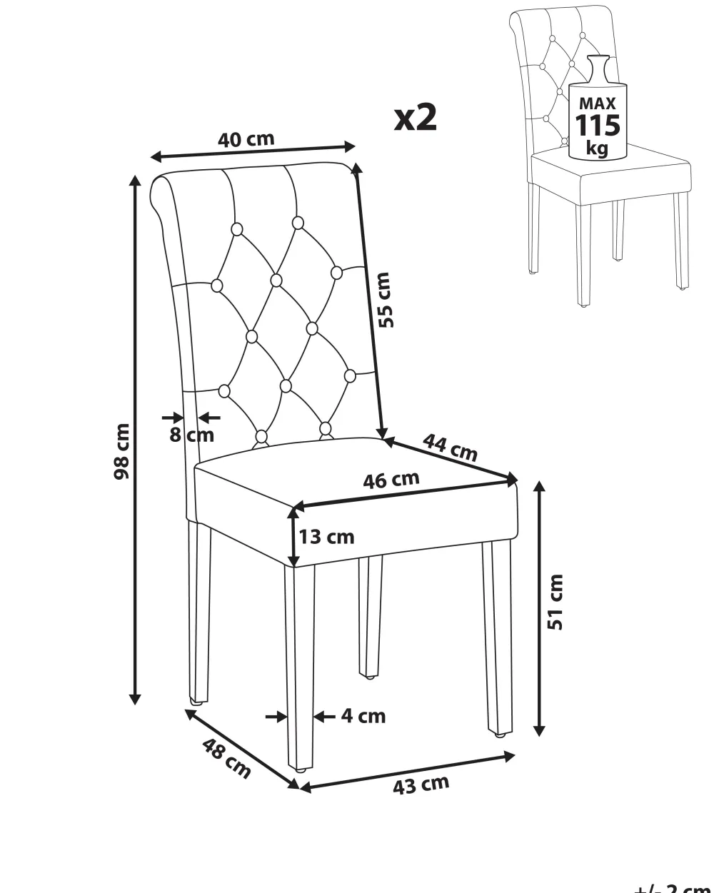 Flash Sale Beliani Tuoli Kangas Harmaa 2 Kpl Velva