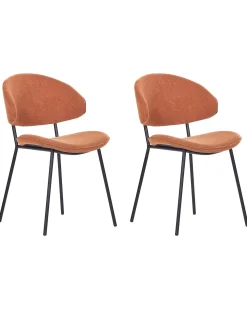 Sale Beliani Tuoli Kangas Oranssi 2 Kpl Kiana