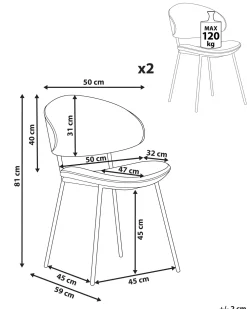 Sale Beliani Tuoli Kangas Oranssi 2 Kpl Kiana