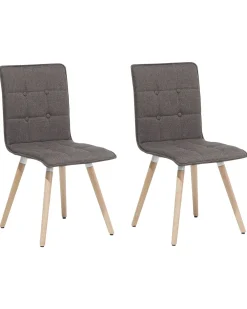 Tuolit<Beliani Tuoli Kangas Ruskeanharmaa 2 Kpl Brooklyn