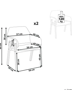 Discount Beliani Tuoli Kangas Tumma Puu/Harmaa 2 Kpl Albion