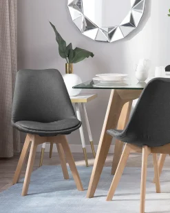 Tuolit<Beliani Tuoli Kangas Tummanharmaa 2 Kpl Dakota Ii