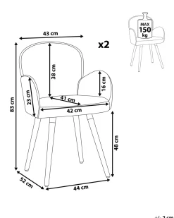 Tuolit<Beliani Tuoli Kangas Vaaleanharmaa 2 Kpl Brookville