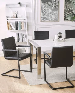 Tuolit<Beliani Tuoli Keinonahka Musta 2 Kpl Buford