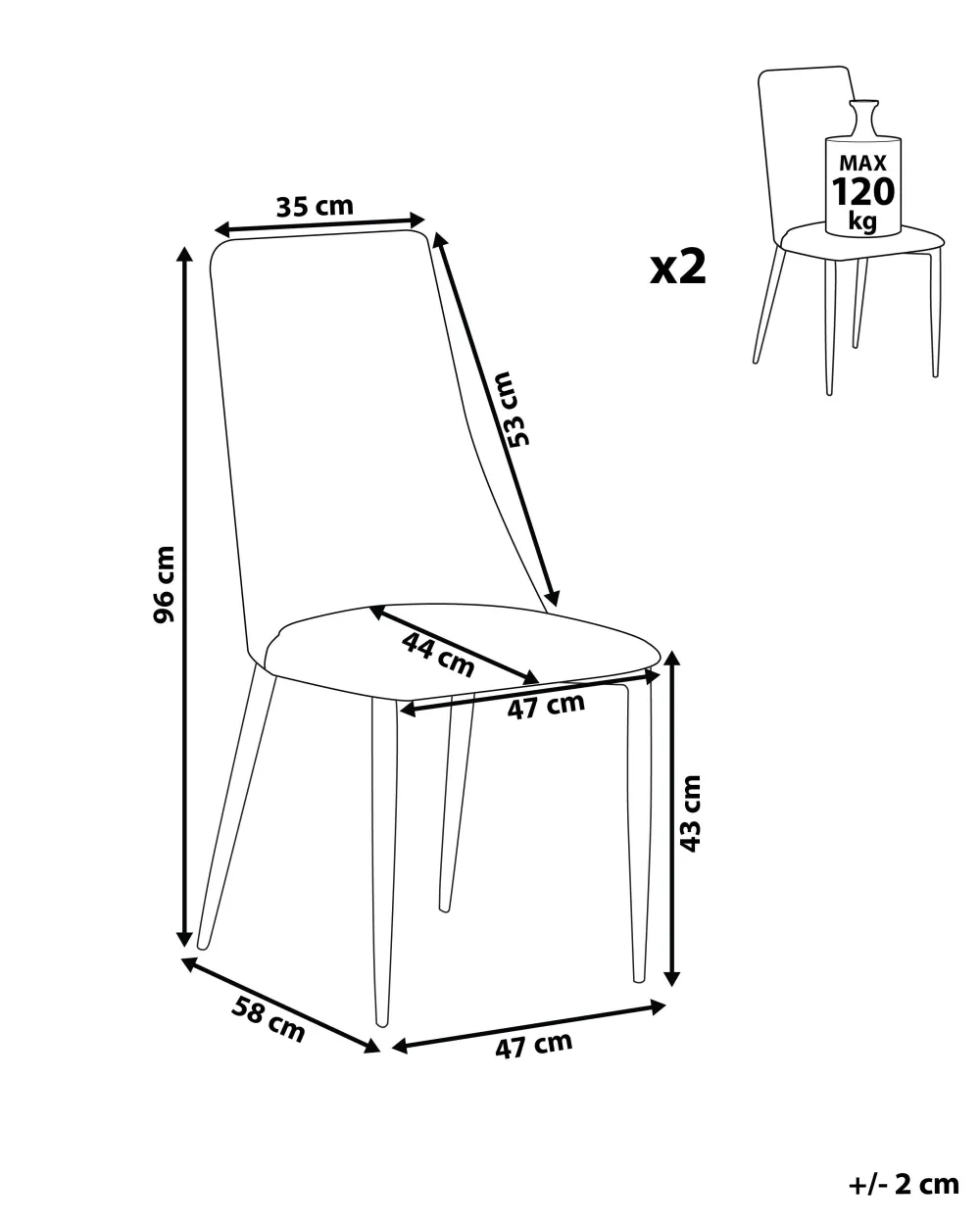 Fashion Beliani Tuoli Keinonahka Ruskea 2 Kpl Clayton