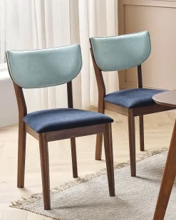 Tuolit<Beliani Tuoli Kumipuu Sininen/Tumma Puu 2 Kpl Moka