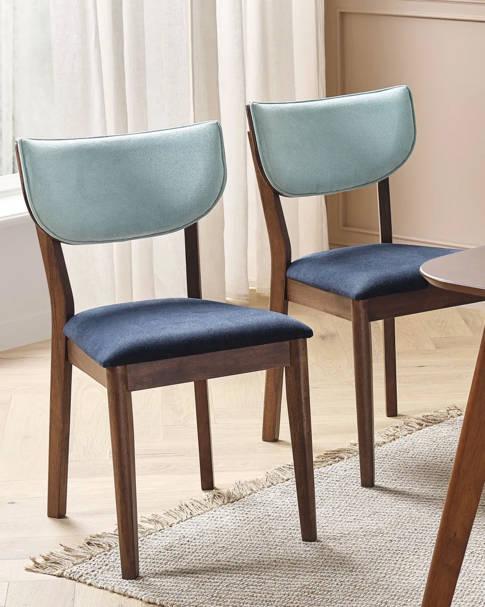 Tuolit<Beliani Tuoli Kumipuu Sininen/Tumma Puu 2 Kpl Moka