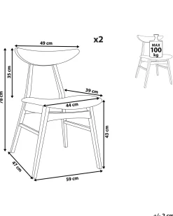 Tuolit<Beliani Tuoli Kumipuu Vaalea Puu/Vaaleanharmaa 2 Kpl Lynn