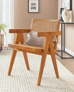 Tuolit<Beliani Tuoli Mahonki/Rottinki Vaalea Puu Westbrook