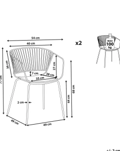 Tuolit<Beliani Tuoli Metalli Musta 2 Kpl Rigby
