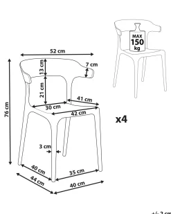 Tuolit<Beliani Tuoli Muovi Harmaa 4 Kpl Gubbio
