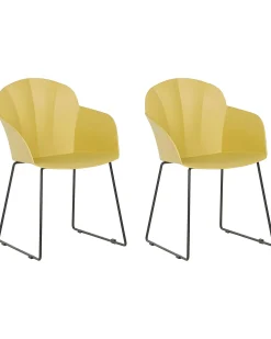 Tuolit<Beliani Tuoli Muovi Keltainen 2 Kpl Sylva