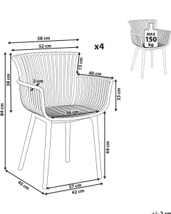 New Beliani Tuoli Muovi Keltainen 4 Kpl Pesaro