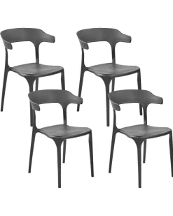 Ulkokalusteet<Beliani Tuoli Muovi Musta 4 Kpl Gubbio