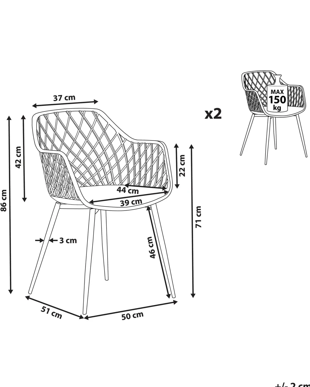 Hot Beliani Tuoli Muovi Musta 2 Kpl Nashua