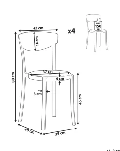 Tuolit<Beliani Tuoli Muovi Musta 4 Kpl Vieste