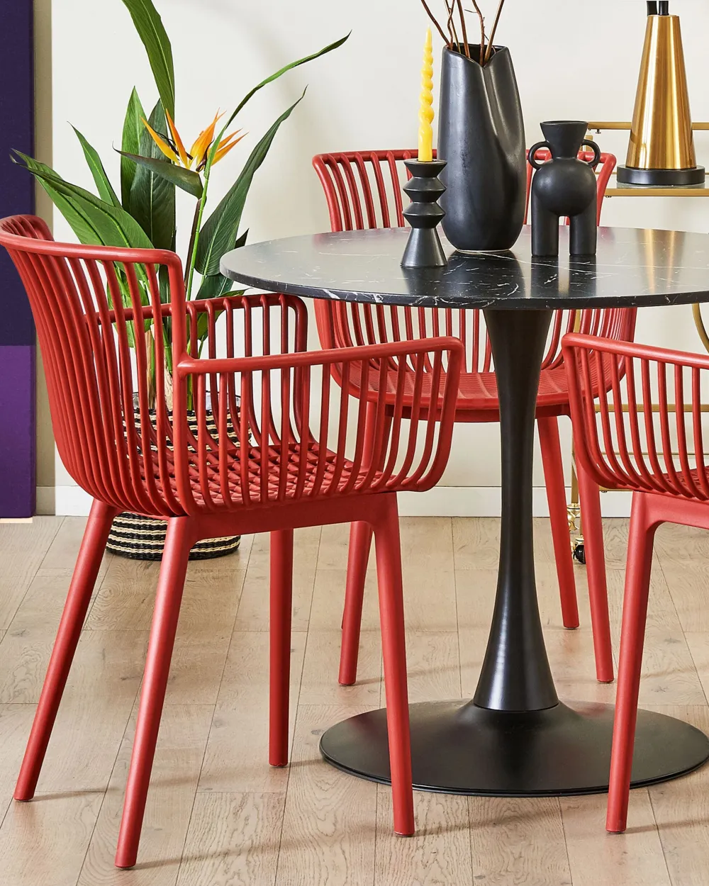 Tuolit<Beliani Tuoli Muovi Punainen 4 Kpl Pesaro