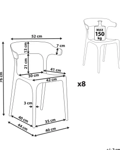 Store Beliani Tuoli Muovi Tummanharmaa 8 Kpl Gubbio