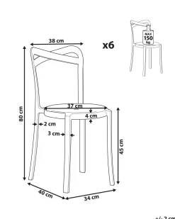 Flash Sale Beliani Tuoli Muovi Turkoosi 6 Kpl Camogli