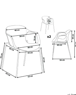 Tuolit<Beliani Tuoli Muovi Vaaleanharmaa 2 Kpl Elbert