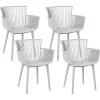 Tuolit<Beliani Tuoli Muovi Vaaleanharmaa 4 Kpl Pesaro