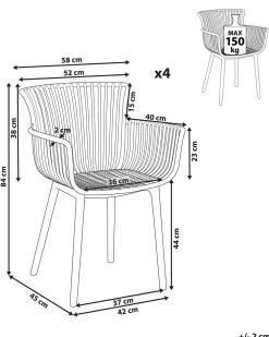 Tuolit<Beliani Tuoli Muovi Vaaleanharmaa 4 Kpl Pesaro