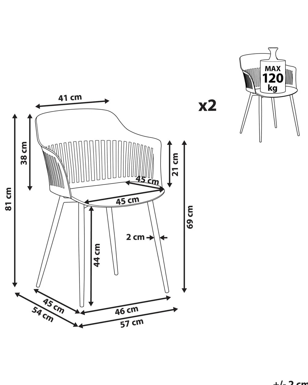 Tuolit<Beliani Tuoli Muovi Valkoinen 2 Kpl Bereca