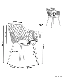 Discount Beliani Tuoli Muovi Valkoinen 2 Kpl Nashua Ii