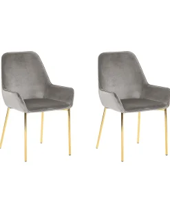 Tuolit<Beliani Tuoli Sametti Harmaa 2 Kpl Loverna