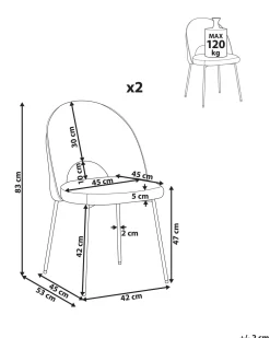 Tuolit<Beliani Tuoli Sametti Harmaa 2 Kpl Covelo