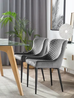 Tuolit<Beliani Tuoli Sametti Harmaa 2 Kpl Solano