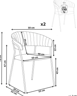Tuolit<Beliani Tuoli Sametti Kermanvalkoinen 2 Kpl Mariposa