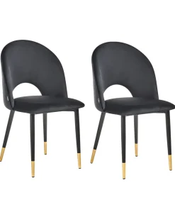 Tuolit<Beliani Tuoli Sametti Musta 2 Kpl Magalia