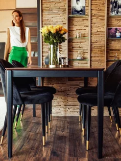 Tuolit<Beliani Tuoli Sametti Musta 2 Kpl Magalia