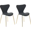 Tuolit<Beliani Tuoli Sametti Musta/Kulta 2 Kpl Boonville