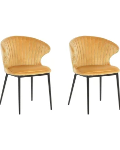 Outlet Beliani Tuoli Sametti Sinapinkeltainen 2 Kpl Augusta