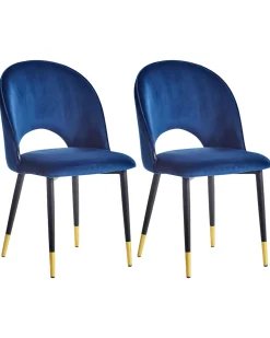 Cheap Beliani Tuoli Sametti Sininen 2 Kpl Magalia