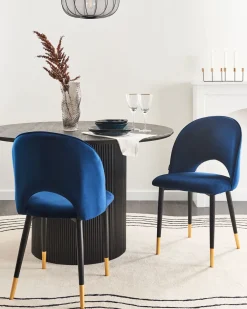 Cheap Beliani Tuoli Sametti Sininen 2 Kpl Magalia