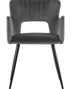 Tuolit<Beliani Tuoli Sametti Tummanharmaa 2 Kpl Sanilac