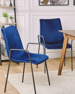 Cheap Beliani Tuoli Sametti Tummansininen 2 Kpl Jefferson