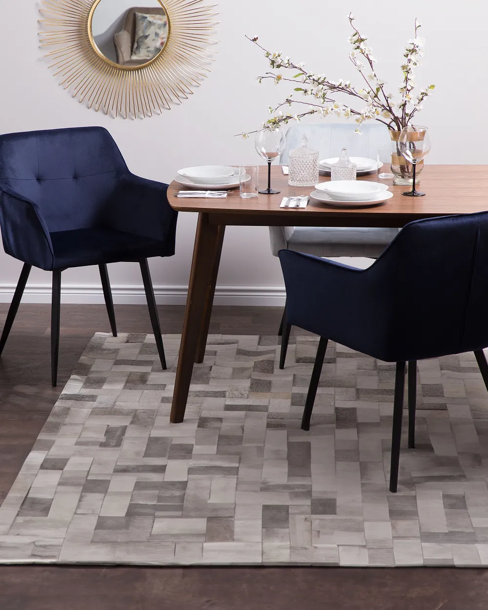 Discount Beliani Tuoli Sametti Tummansininen 2 Kpl Jasmin