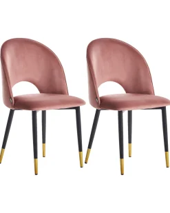 Tuolit<Beliani Tuoli Sametti Vaaleanpunainen 2 Kpl Magalia