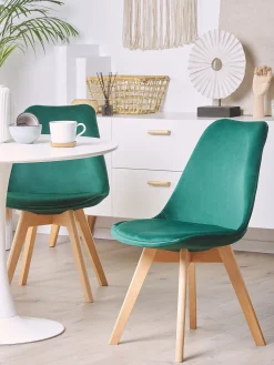 Tuolit<Beliani Tuoli Sametti Vihrea 2 Kpl Dakota Ii