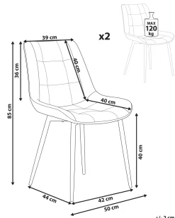 Outlet Beliani Tuoli Sametti Vihrea 2 Kpl Melrose