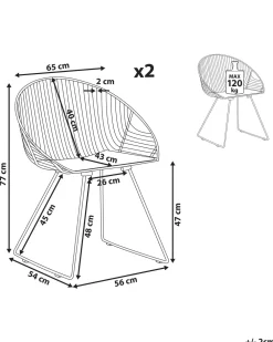 Tuolit<Beliani Tuoli Teras Hopea 2 Kpl Aurora