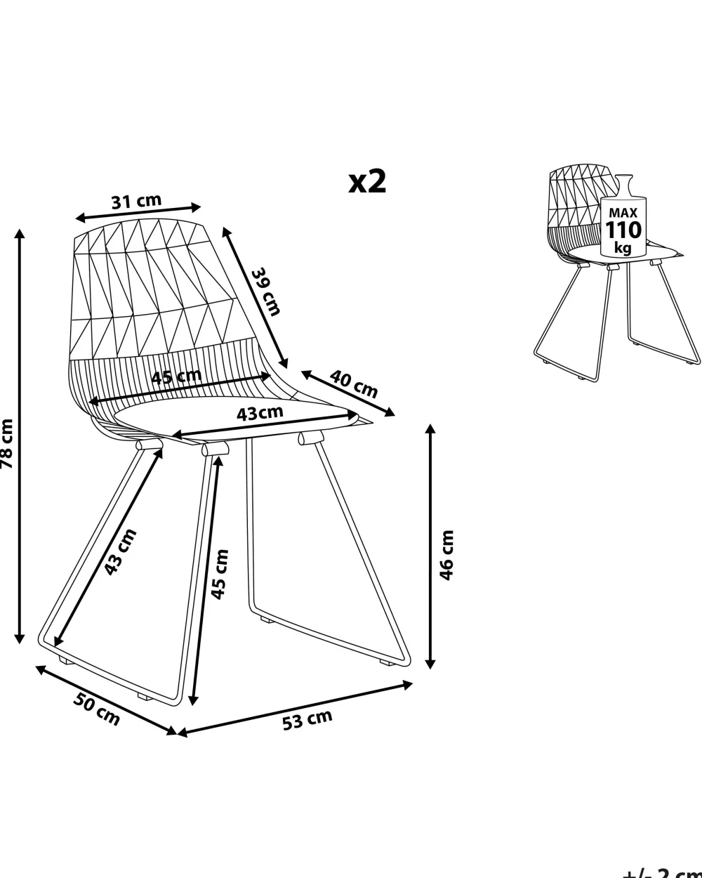 Clearance Beliani Tuoli Teras Musta 2 Kpl Harlan