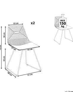 Tuolit<Beliani Tuoli Teras Ruusukulta 2 Kpl Beatty